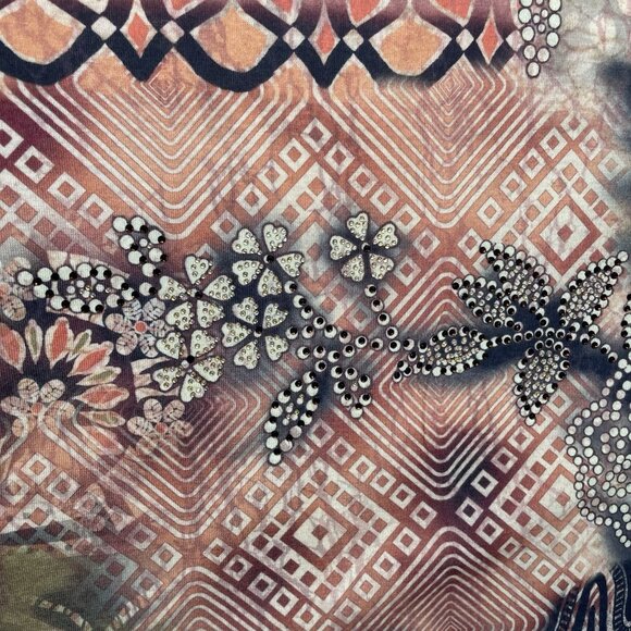 Chico's Top Size XL (16) Rhinestones Ruffles Fall Floral Fairy BOHO Whimsical - Picture 6 of 13